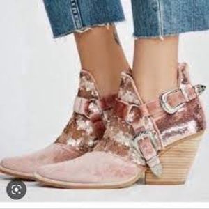 Free People Jeffrey Campbell Pink Sequin Booties